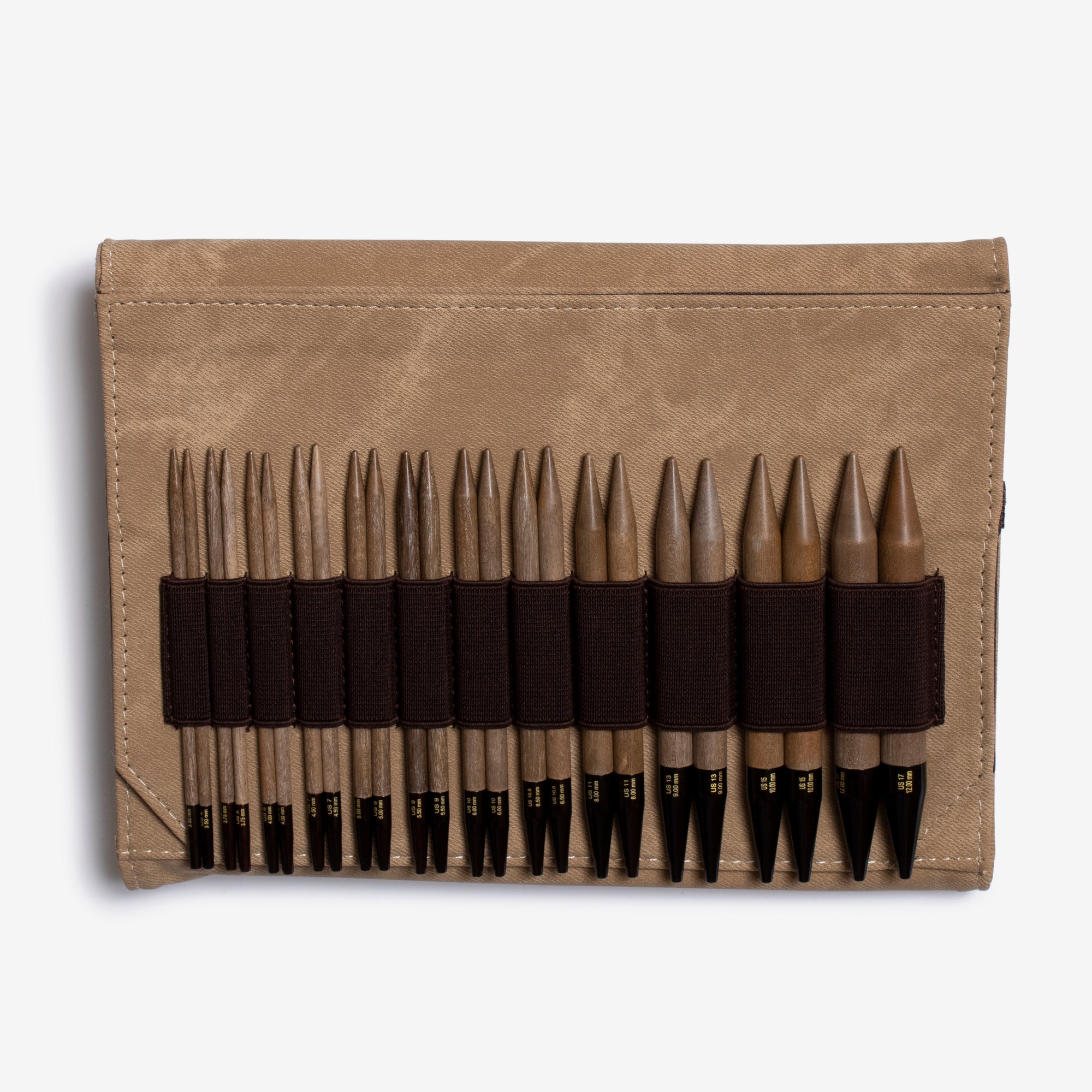 birchwood interchangeable circular knitting needle set, umber 5"